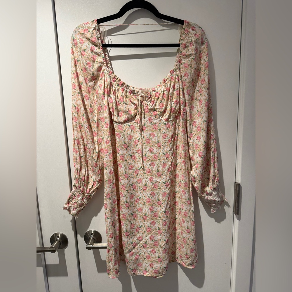 Floral Pink Long Sleeve Mini Dress